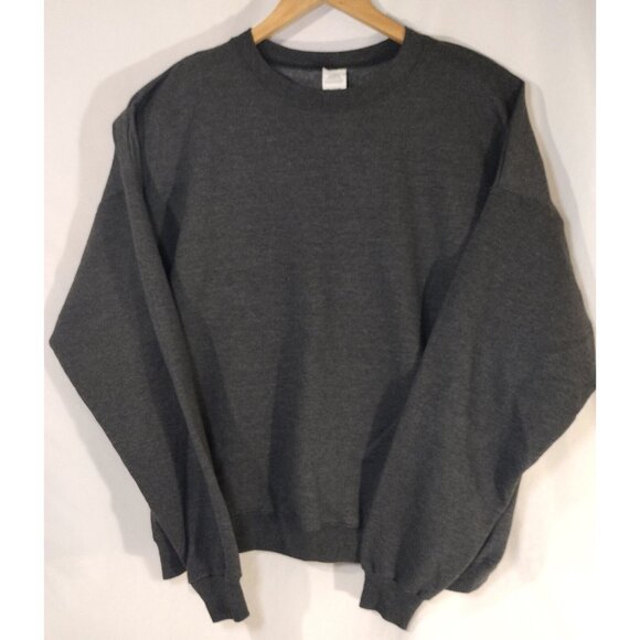 Hanes Premium EcoSmart Crewneck Plain Long Sleeve Gray Sweatshirt 2XL - Picture 1 of 6